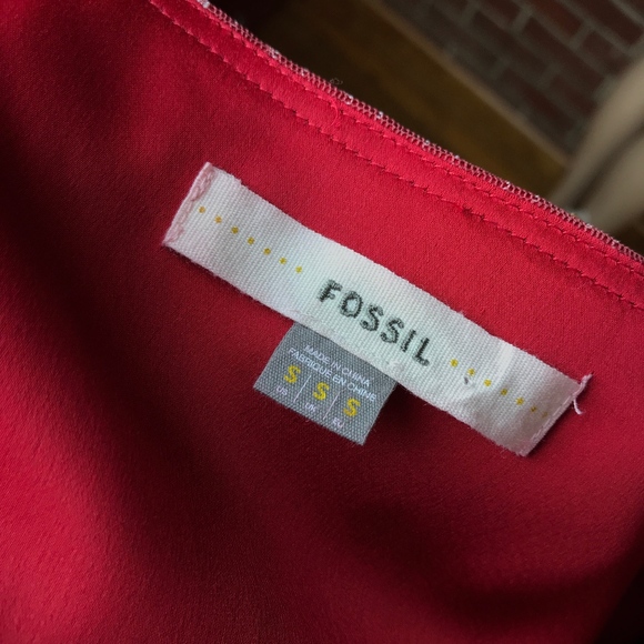 Fossil Red Swiss Dot Netting Swing Cocktail Dress - Picture 6 of 7